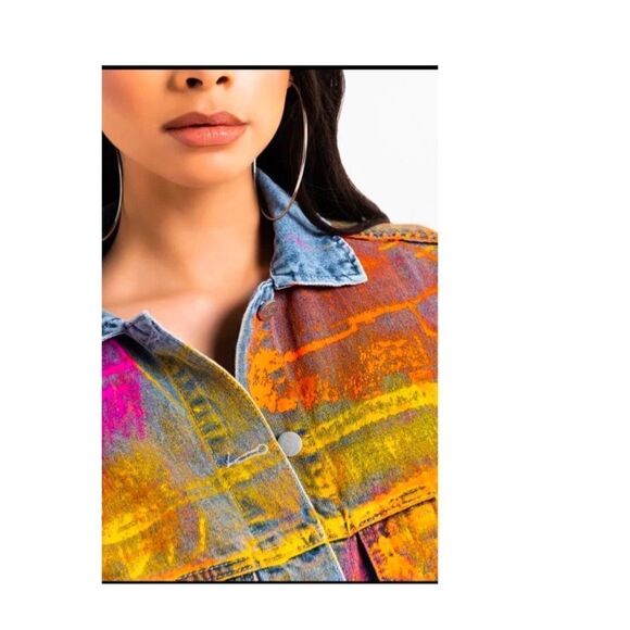 Beulah Custom Painted Pollock Oversized Denim Jean Jacket  BNWT - Picture 5 of 6